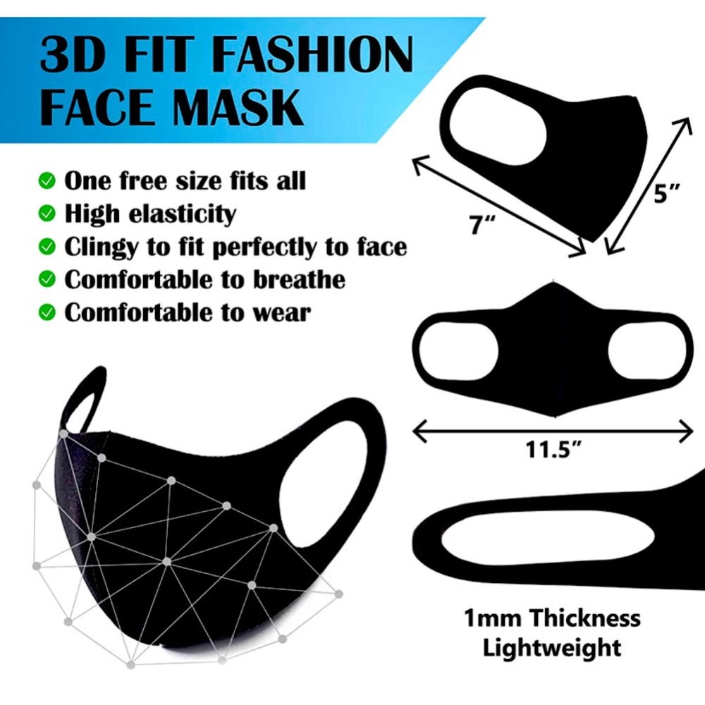 Unisex 3D Fashion Mask - Black
